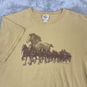 Vintage Budweiser Shirt Mens Large Yellow Clydesdale Grunge Western 90s Country